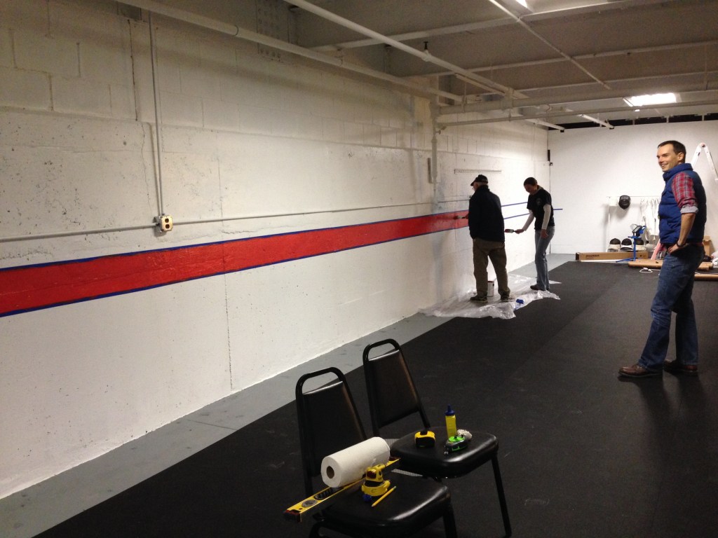 Painting the red stripe